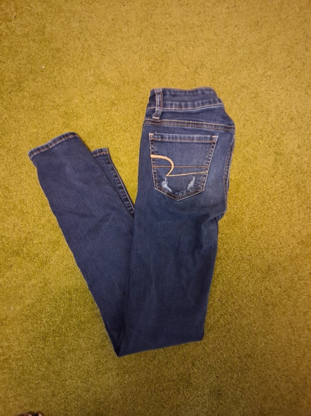 American Eagle Outfitters Navy Super Stretch Distressed Jegging Size 0